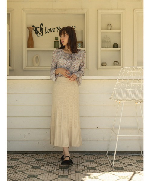 fifth calin（フィフスカラン）の「リブデザインニットスカート（スカート・レディース・ベージュ/ブラウン・MEDIUM）」の10枚目の写真