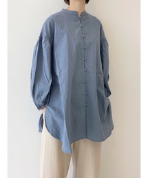 Samansa Mos2 blue | ボイルボリューム袖ブラウス(シャツ/ブラウス)