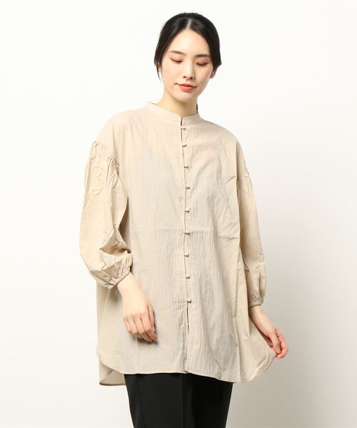 Samansa Mos2 blue（サマンサモスモスブルー）の「ボイルボリューム袖ブラウス（シャツ/ブラウス・レディース・ブラック/ブルー/ライトベージュ・ﾌﾘ-）」の7枚目の写真