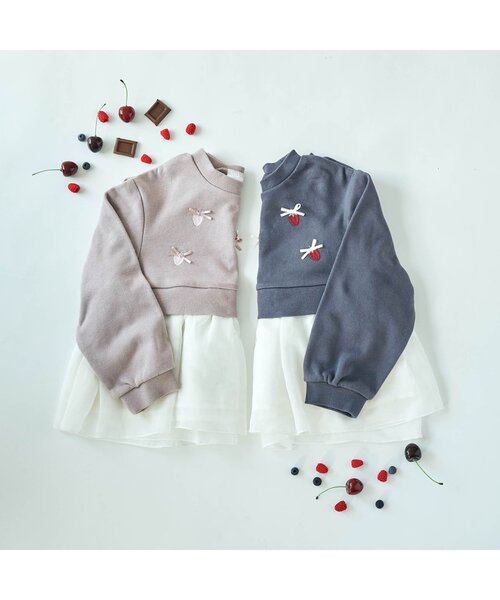 apres les cours（アプレレクール）の「WEB限定 スイーツモチーフトレーナー（スウェット・キッズ・ピンク/ネイビー・90/100/130/110/140/80/120）」の8枚目の写真