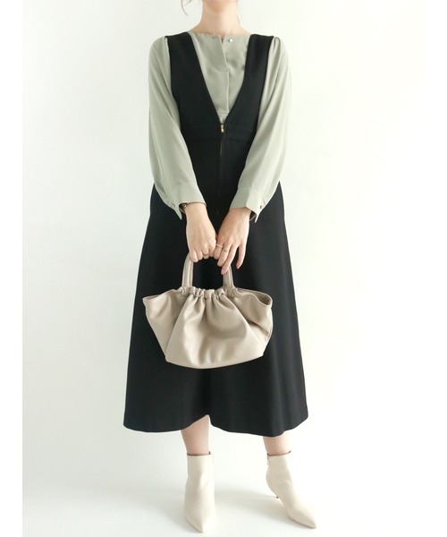 Te chichi（テチチ）の「TR前後2WAYジャンパースカート（ジャンパースカート・レディース・オレンジ/グレー/ブラック・ﾌﾘ-）」の2枚目の写真