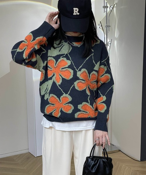 MAISON DE THERESE(メゾン ド テレーズ)の「長袖ジャカードセーター(ニット/セーター・レディース・ブラック/ネイビー・MEDIUM)」の18枚目の写真