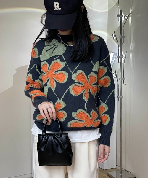 MAISON DE THERESE(メゾン ド テレーズ)の「長袖ジャカードセーター(ニット/セーター・レディース・ブラック/ネイビー・MEDIUM)」の16枚目の写真