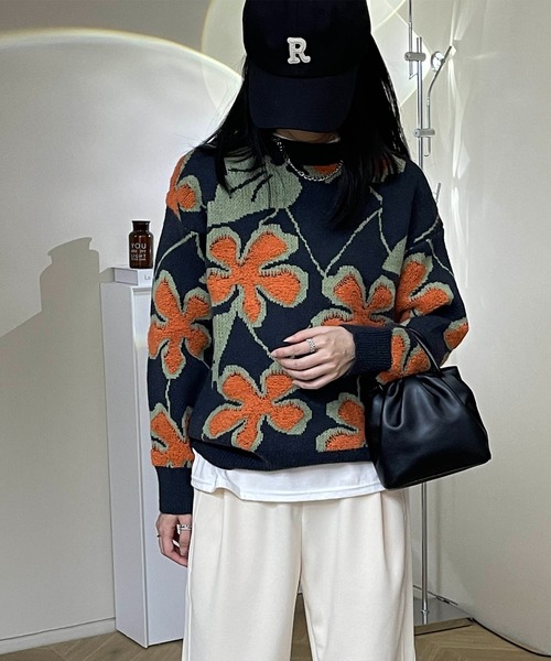 MAISON DE THERESE(メゾン ド テレーズ)の「長袖ジャカードセーター(ニット/セーター・レディース・ブラック/ネイビー・MEDIUM)」の17枚目の写真