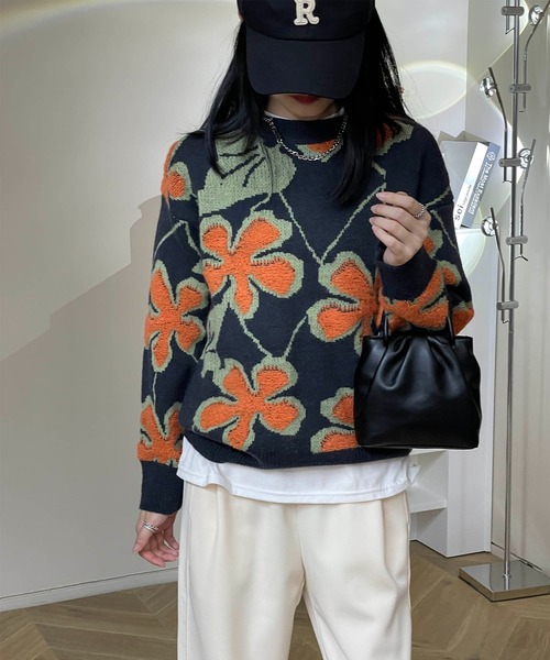 MAISON DE THERESE(メゾン ド テレーズ)の「長袖ジャカードセーター(ニット/セーター・レディース・ブラック/ネイビー・MEDIUM)」の19枚目の写真