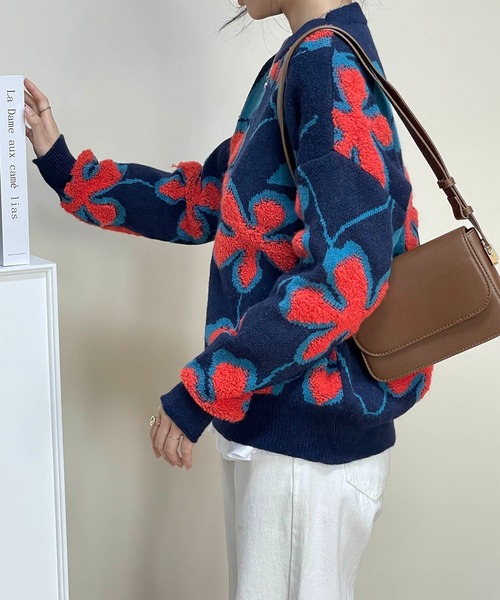 MAISON DE THERESE(メゾン ド テレーズ)の「長袖ジャカードセーター(ニット/セーター・レディース・ブラック/ネイビー・MEDIUM)」の13枚目の写真