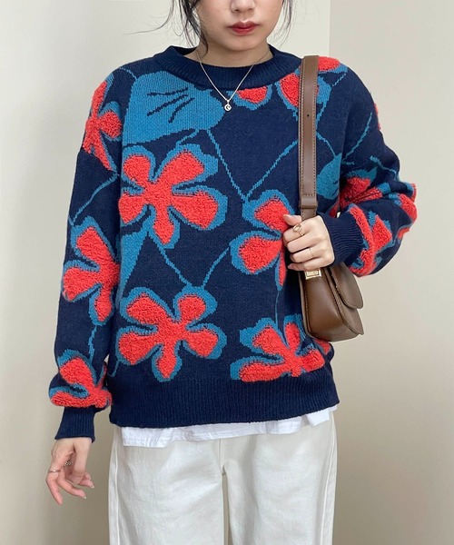 MAISON DE THERESE(メゾン ド テレーズ)の「長袖ジャカードセーター(ニット/セーター・レディース・ブラック/ネイビー・MEDIUM)」の10枚目の写真