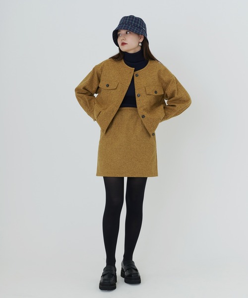 TINA:JOJUN(ティーナジョジュン)の「ライナー付き ツイードアウター TINA:JOJUN(ブルゾン・レディース・ピンク/イエロー・M)」の8枚目の写真