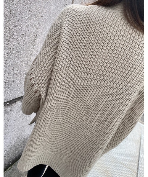 LiSeek（リシーク）の「【LiSeeK】ハンドステッチケーブルニットトップ（ニット/セーター・レディース・アイボリー/ベージュ/ブラック・FREE）」の14枚目の写真