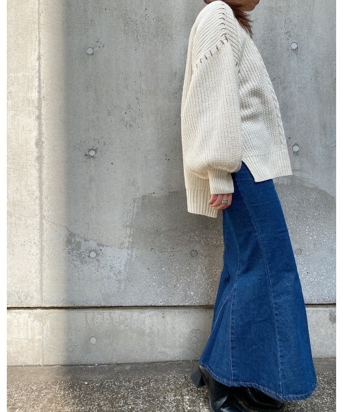 LiSeek（リシーク）の「【LiSeeK】ハンドステッチケーブルニットトップ（ニット/セーター・レディース・アイボリー/ベージュ/ブラック・FREE）」の19枚目の写真