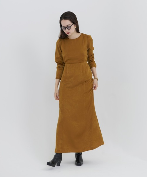 TINA：JOJUN（ティーナジョジュン）の「パフスリーブ ワンピース TINA：JOJUN（ワンピース・レディース・ベージュ/ネイビー/マスタード・S/M）」の4枚目の写真