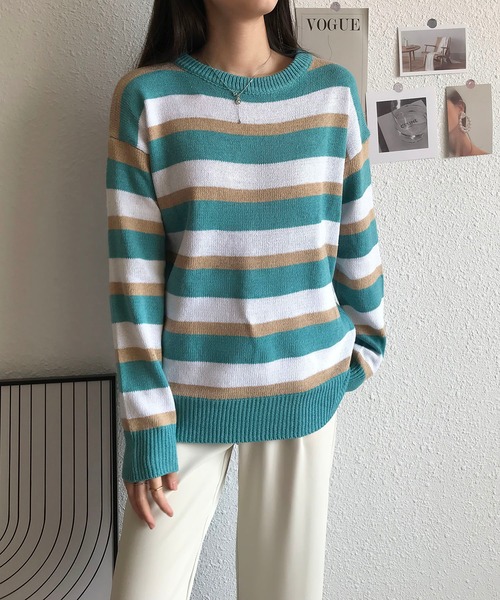MAISON DE THERESE(メゾン ド テレーズ)の「長袖クルーネックストライプセーター(ニット/セーター・レディース・ブラウン/グリーン/ブラック/ブルー・LARGE/MEDIUM)」の20枚目の写真