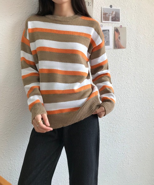 MAISON DE THERESE(メゾン ド テレーズ)の「長袖クルーネックストライプセーター(ニット/セーター・レディース・ブラウン/グリーン/ブラック/ブルー・LARGE/MEDIUM)」の11枚目の写真