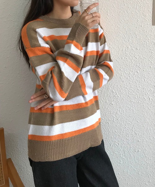 MAISON DE THERESE(メゾン ド テレーズ)の「長袖クルーネックストライプセーター(ニット/セーター・レディース・ブラウン/グリーン/ブラック/ブルー・LARGE/MEDIUM)」の17枚目の写真
