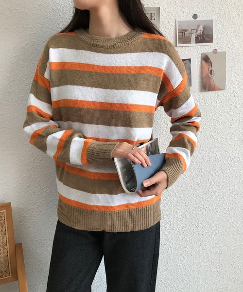 MAISON DE THERESE(メゾン ド テレーズ)の「長袖クルーネックストライプセーター(ニット/セーター・レディース・ブラウン/グリーン/ブラック/ブルー・LARGE/MEDIUM)」の15枚目の写真