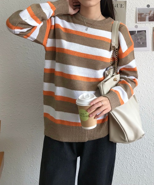 MAISON DE THERESE(メゾン ド テレーズ)の「長袖クルーネックストライプセーター(ニット/セーター・レディース・ブラウン/グリーン/ブラック/ブルー・LARGE/MEDIUM)」の13枚目の写真