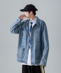 【INTERPLAY】 ルーズフラワーバックカバーオールデニムジャケット