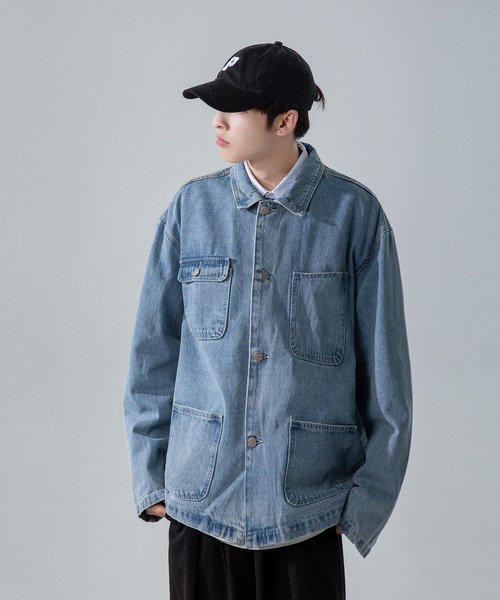 INTERPLAY(インタープレイ)の「【INTERPLAY】 ルーズフラワーバックカバーオールデニムジャケット(デニムジャケット・メンズ・インディゴブルー・FREE)」の5枚目の写真