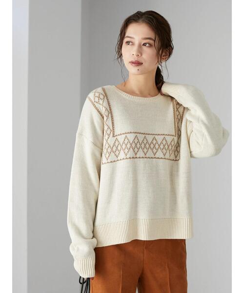 Petit fleur（プチフルール）の「・Petit Fleur 2wayパターンニット＊（ニット/セーター・レディース・ブラック/ベージュ/アイボリー/ボルドー・FREE）」の18枚目の写真