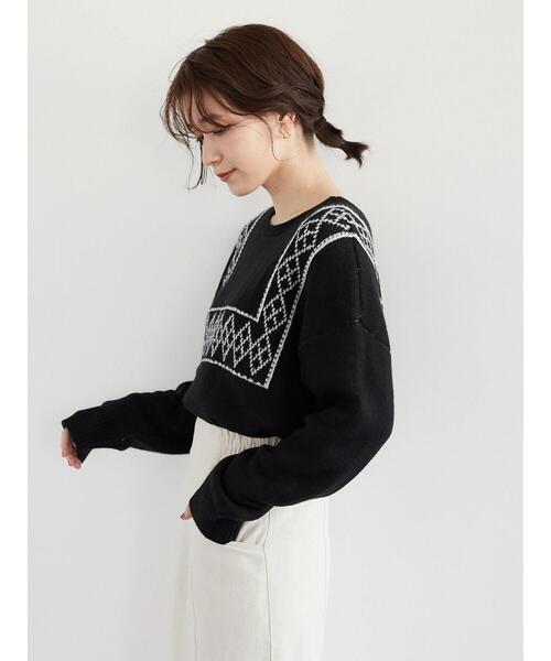 Petit fleur（プチフルール）の「・Petit Fleur 2wayパターンニット＊（ニット/セーター・レディース・ブラック/ベージュ/アイボリー/ボルドー・FREE）」の19枚目の写真