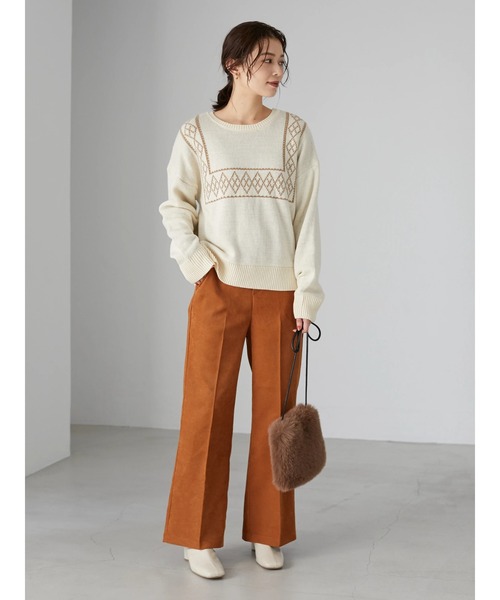 Petit fleur（プチフルール）の「・Petit Fleur 2wayパターンニット＊（ニット/セーター・レディース・ブラック/ベージュ/アイボリー/ボルドー・FREE）」の5枚目の写真