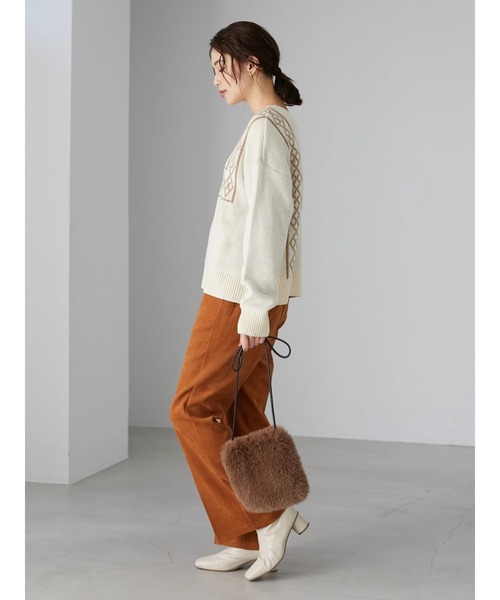 Petit fleur（プチフルール）の「・Petit Fleur 2wayパターンニット＊（ニット/セーター・レディース・ブラック/ベージュ/アイボリー/ボルドー・FREE）」の7枚目の写真