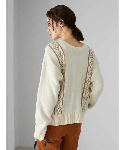 Petit fleur（プチフルール）の「・Petit Fleur 2wayパターンニット＊（ニット/セーター・レディース・ブラック/ベージュ/アイボリー/ボルドー・FREE）」の8枚目の写真