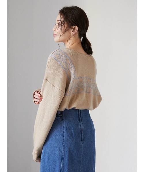 Petit fleur（プチフルール）の「・Petit Fleur 2wayパターンニット＊（ニット/セーター・レディース・ブラック/ベージュ/アイボリー/ボルドー・FREE）」の13枚目の写真