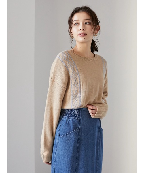 Petit fleur（プチフルール）の「・Petit Fleur 2wayパターンニット＊（ニット/セーター・レディース・ブラック/ベージュ/アイボリー/ボルドー・FREE）」の14枚目の写真