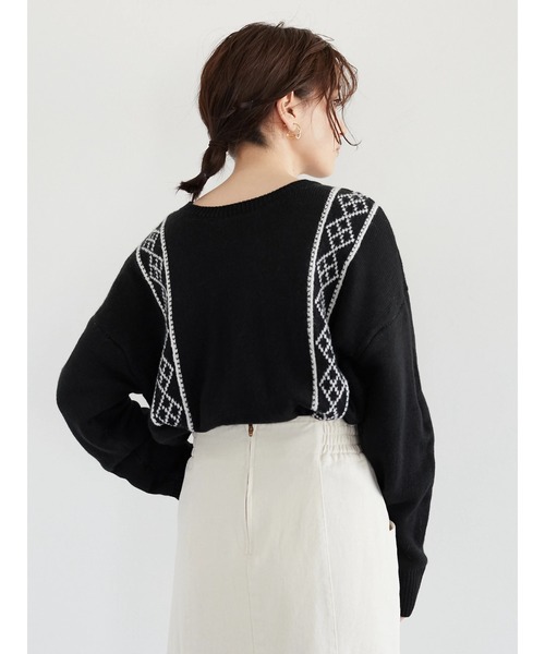 Petit fleur（プチフルール）の「・Petit Fleur 2wayパターンニット＊（ニット/セーター・レディース・ブラック/ベージュ/アイボリー/ボルドー・FREE）」の15枚目の写真