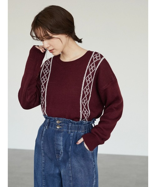 Petit fleur（プチフルール）の「・Petit Fleur 2wayパターンニット＊（ニット/セーター・レディース・ブラック/ベージュ/アイボリー/ボルドー・FREE）」の16枚目の写真