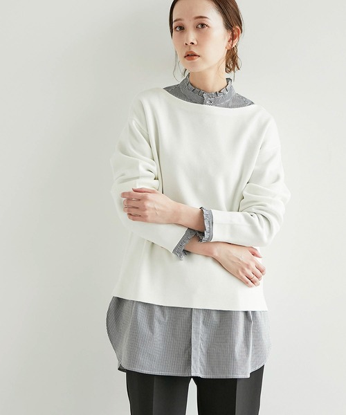 ROPE' PICNIC(ロペピクニック)の「ミラノリブボートネックニットプルオーバー(ニット/セーター・レディース・オフホワイト/キナリ/グリーン系その他2/ネイビー/レッド・38)」の2枚目の写真