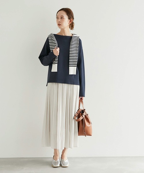 ROPE' PICNIC(ロペピクニック)の「ミラノリブボートネックニットプルオーバー(ニット/セーター・レディース・オフホワイト/キナリ/グリーン系その他2/ネイビー/レッド・38)」の18枚目の写真