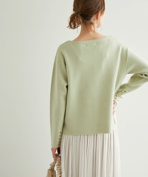 ROPE' PICNIC(ロペピクニック)の「ミラノリブボートネックニットプルオーバー(ニット/セーター・レディース・オフホワイト/キナリ/グリーン系その他2/ネイビー/レッド・38)」の9枚目の写真