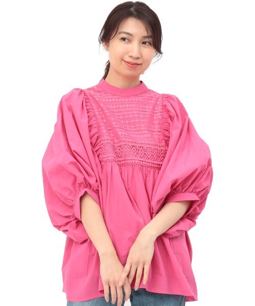 チチカカ（チチカカ）の「コットンｘレースプルオーバー（シャツ/ブラウス・レディース・ホワイト/ピンク/グリーン・FREE）」の10枚目の写真