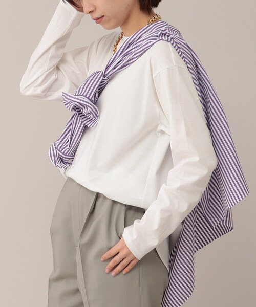 UNTITLED（アンタイトル）の「◆スビンコットン プルオーバー【洗える】（Tシャツ/カットソー・レディース・オフホワイト/ホワイト系5・02/44/48/00/04）」の10枚目の写真