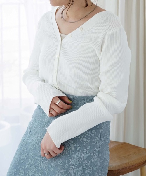 archives(アルシーヴ)の「【入荷禁止】2WAYリブカーディガン(ニット/セーター・レディース・イエロー/グリーン系その他/ピンク/オフホワイト/ブラック・MEDIUM)」の2枚目の写真