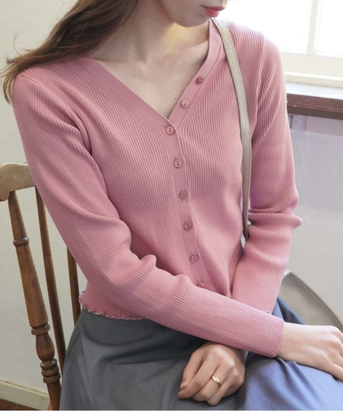 archives(アルシーヴ)の「【入荷禁止】2WAYリブカーディガン(ニット/セーター・レディース・イエロー/グリーン系その他/ピンク/オフホワイト/ブラック・MEDIUM)」の5枚目の写真