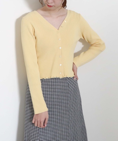 archives(アルシーヴ)の「【入荷禁止】2WAYリブカーディガン(ニット/セーター・レディース・イエロー/グリーン系その他/ピンク/オフホワイト/ブラック・MEDIUM)」の8枚目の写真