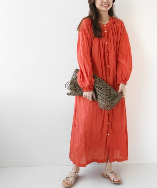 JOURNAL STANDARD relume（ジャーナルスタンダード　レリューム）の「コットンボイルクリンクルギャザーワンピース◆（ワンピース・レディース・レッド/イエロー/ナチュラル/ブラック・38/36）」の15枚目の写真