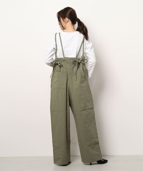 ◆美品◆ネストローブ コットンルーズオーバーオール♡グリーン nest robe（ネストローブ）| コットンルーズオーバーオール