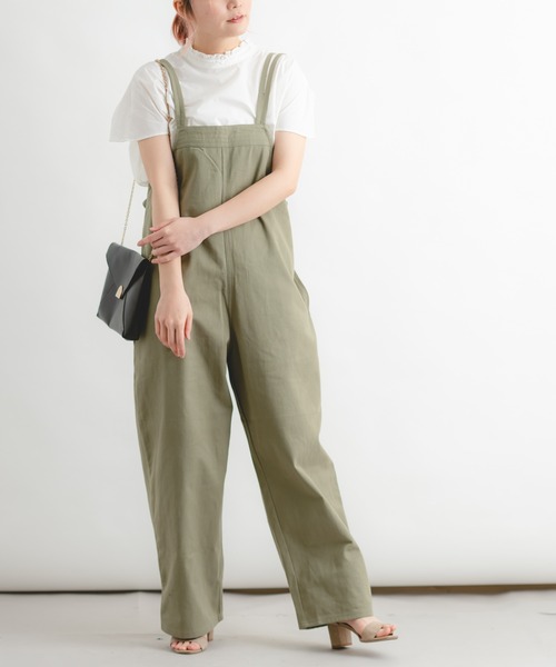 Wordtrobe（ワードトローブ）の「【wordtrobe】ツイルサロペット（サロペット/オーバーオール・レディース・キナリ/キャメル/グリーン/チャコールグレー・FREE）」の18枚目の写真
