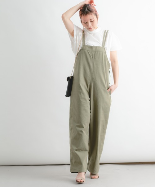 Wordtrobe（ワードトローブ）の「【wordtrobe】ツイルサロペット（サロペット/オーバーオール・レディース・キナリ/キャメル/グリーン/チャコールグレー・FREE）」の13枚目の写真