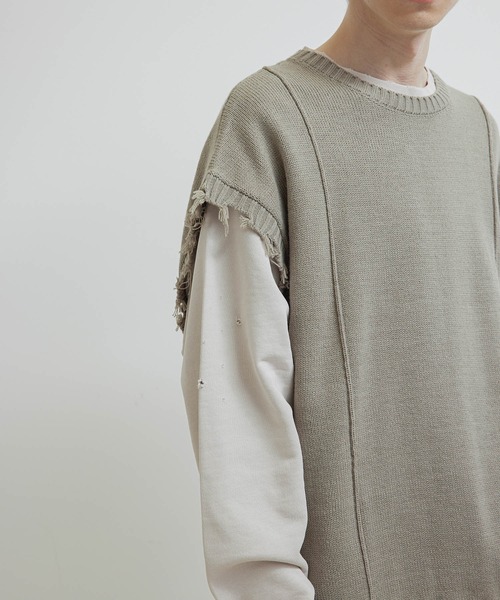 JUNRED(ジュンレッド)の「【トレンドアイテム】ダメージルーズニットベスト(ベスト・メンズ・チャコールグレー/ベージュ系その他/グリーン系その他・S/M/L)」の11枚目の写真