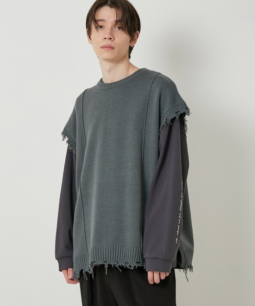 JUNRED(ジュンレッド)の「【トレンドアイテム】ダメージルーズニットベスト(ベスト・メンズ・チャコールグレー/ベージュ系その他/グリーン系その他・S/M/L)」の13枚目の写真
