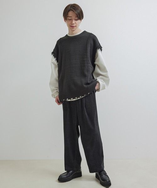 JUNRED(ジュンレッド)の「【トレンドアイテム】ダメージルーズニットベスト(ベスト・メンズ・チャコールグレー/ベージュ系その他/グリーン系その他・S/M/L)」の14枚目の写真