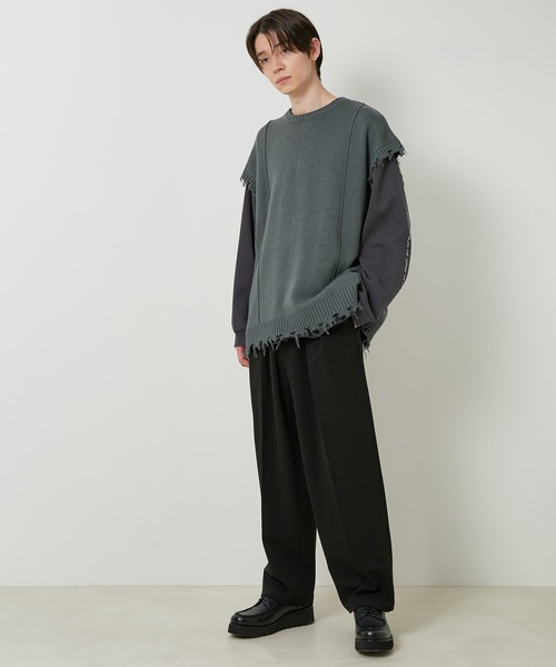 JUNRED(ジュンレッド)の「【トレンドアイテム】ダメージルーズニットベスト(ベスト・メンズ・チャコールグレー/ベージュ系その他/グリーン系その他・S/M/L)」の19枚目の写真