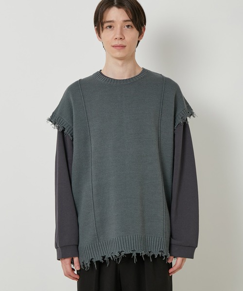 JUNRED(ジュンレッド)の「【トレンドアイテム】ダメージルーズニットベスト(ベスト・メンズ・チャコールグレー/ベージュ系その他/グリーン系その他・S/M/L)」の20枚目の写真