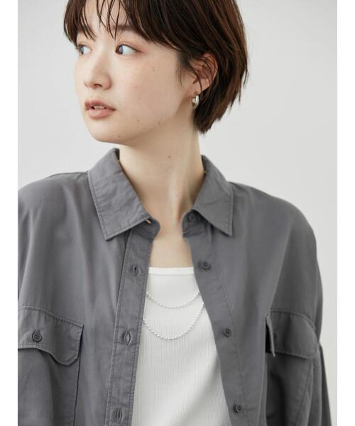 AMERICAN HOLIC（アメリカンホリック）の「Wポケットワイドシャツ（シャツ/ブラウス・レディース・チャコールグレー/ライトベージュ・M/L）」の10枚目の写真