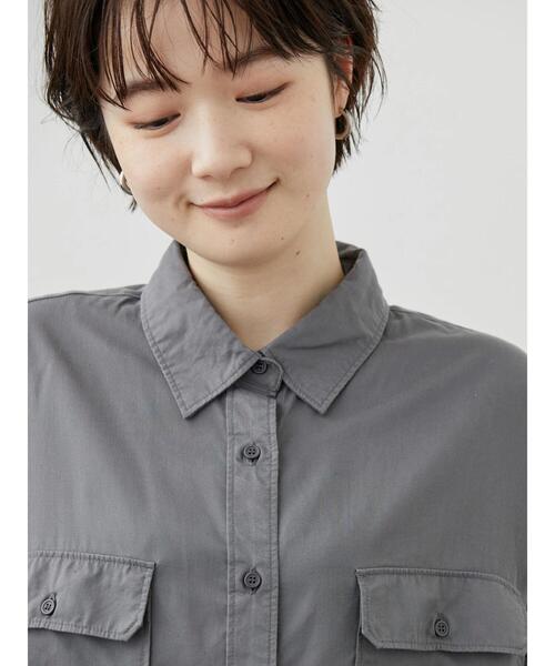 AMERICAN HOLIC（アメリカンホリック）の「Wポケットワイドシャツ（シャツ/ブラウス・レディース・チャコールグレー/ライトベージュ・M/L）」の11枚目の写真